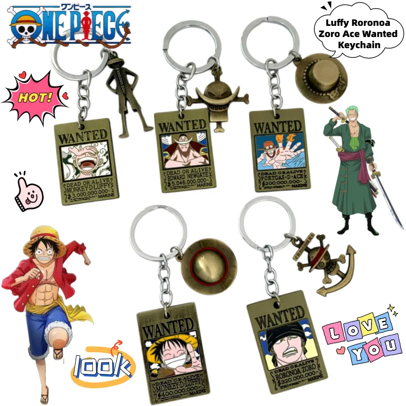 One Piece Luffy Roronoa Zoro Ace Kreativer Cartoon-Schlüsselanhänger, Persönlicher Legierungs-Rucksack-Anhänger, Dekorativer Geschenkanhänger Image