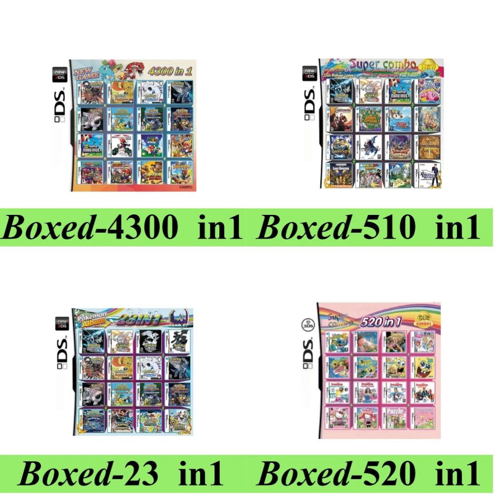 4300-in-1 23-in-1 208-in-1 480-in-1 Multi-Spiele-Spielkassette USA-Version Kompendium für DS NDS 3DS 3DS NDSL Videospiel-Handheld-Player