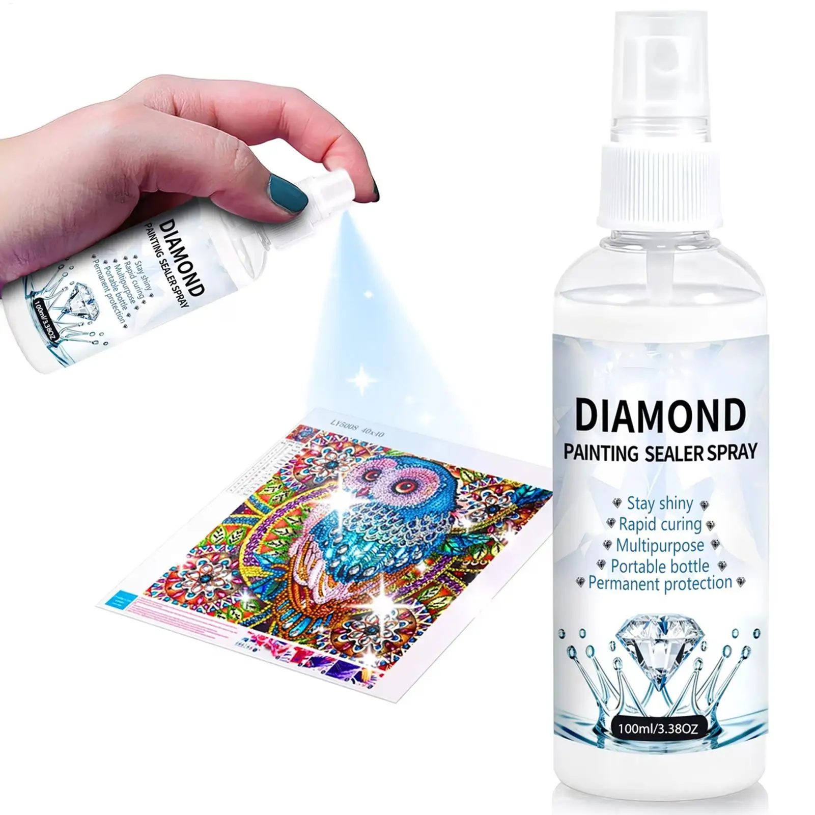 5D Artwork Sealer 100ml Schnelltrocknender Klebespray Permanenter Finish-Decklack Harzversiegelung für Edelstein-Kunsthandwerk Schutz DIY-Klebstoff Image