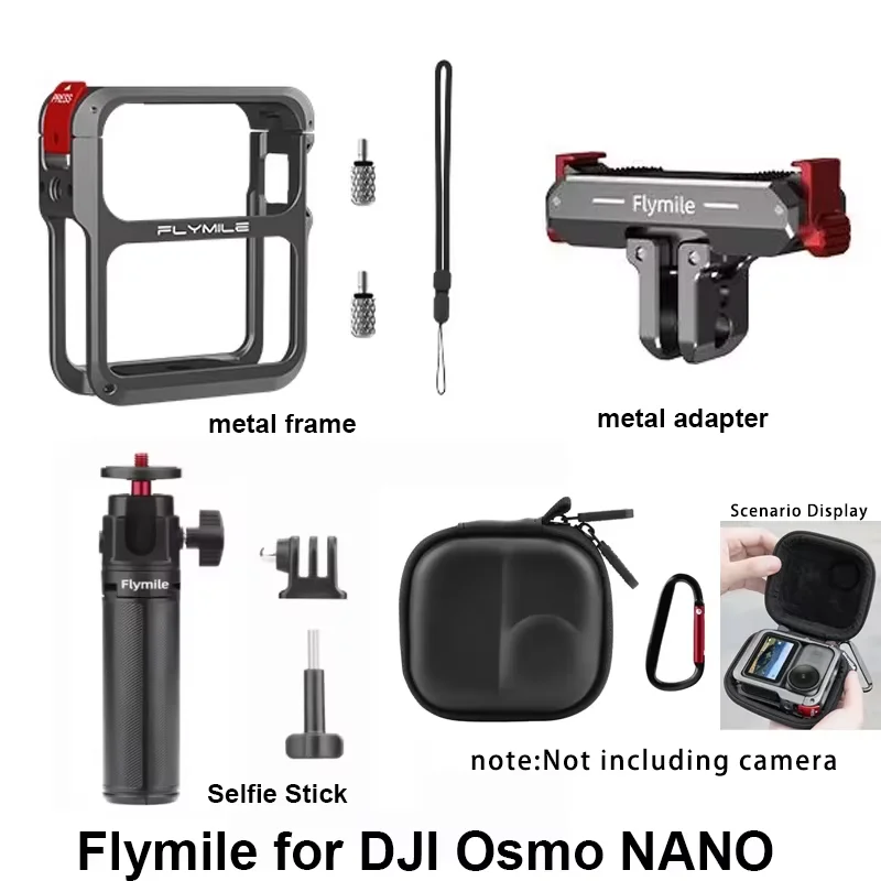 Flymile Zubehör-Set für DJI Osmo Nano: Metall-Kaninchenkäfig + Selfie-Stick + Metalladapter + Kaninchen-Tasche mit schützendem Erweiterungsrahmen Image
