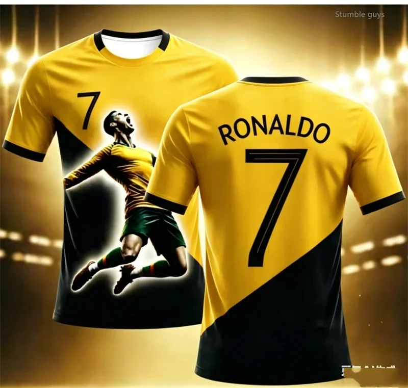 Sommer Herren Casual Kinder Ronaldo 7 Kurzarm Fußball T-Shirt Trikot Sportbekleidung Erwachsene Männer Reguläre Nutzung Image