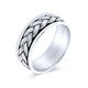 Personalized Wide Unisex Heavy Braided Wheat Weave Woven Wire Twisted Rope Cable Wedding Band Ring For Men's Women Beveled Edge Oxidized .925 Sterling Silver 8MM Customizable