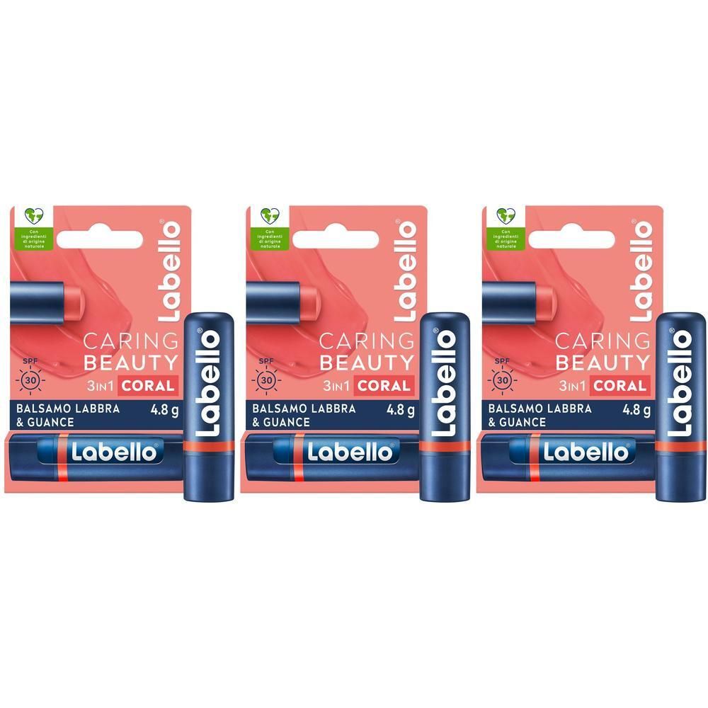 Labello Caring Beauty Lip & Cheek Coral SPF30 4.8 g, Burrocacao labbra
