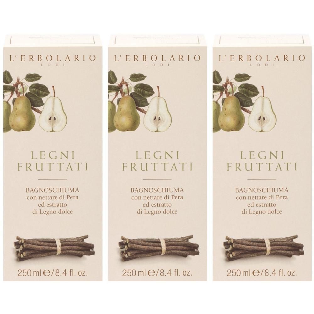 L'Erbolario Legni Fruttati Bagnoschiuma 3x250 ml Schiuma da bagno