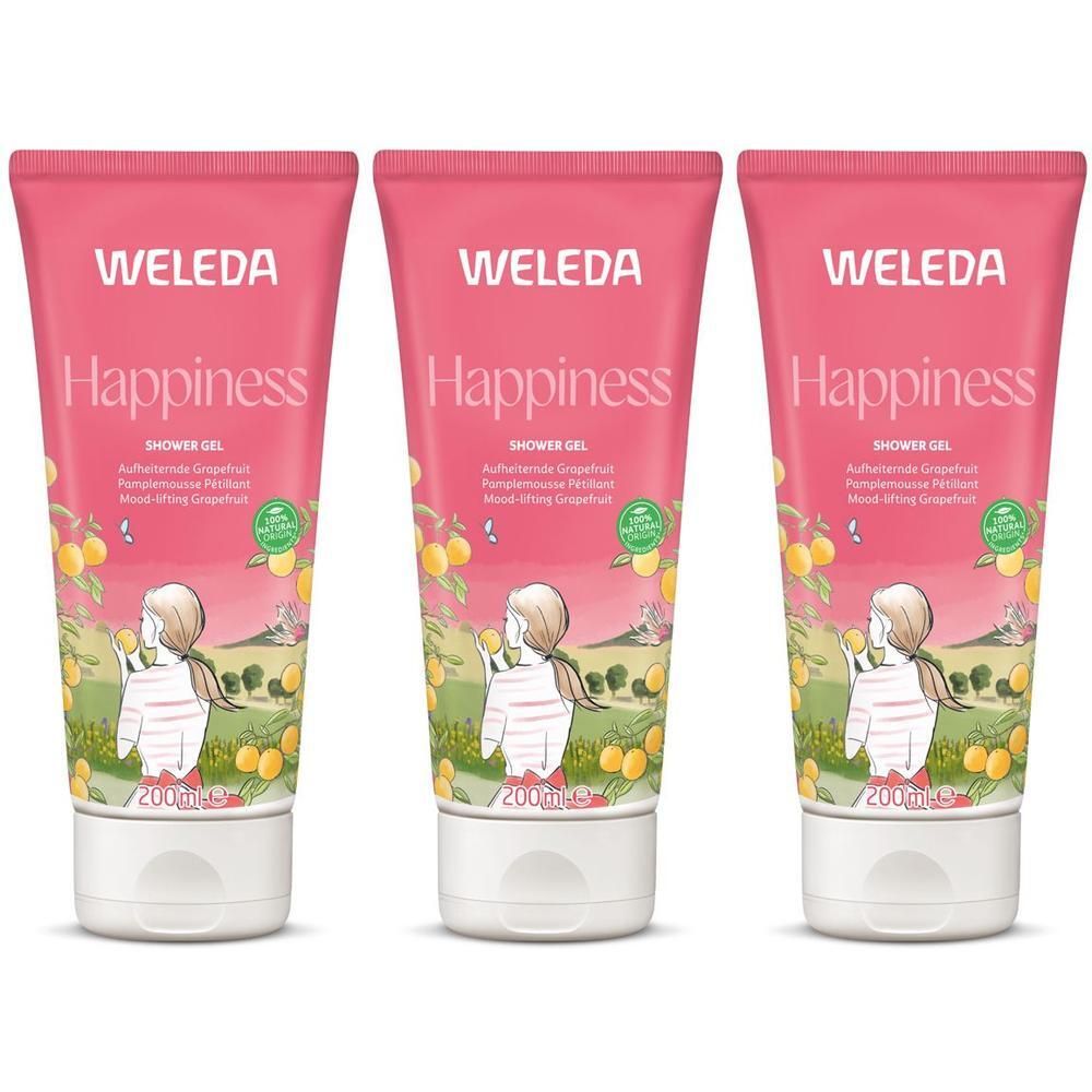 WELEDA Gel Doccia Happiness Pompelmo 3x200 ml