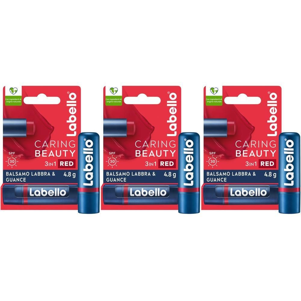 Labello Caring Beauty Lip & Cheek Red SPF30 4.8 g, Burrocacao labbra e