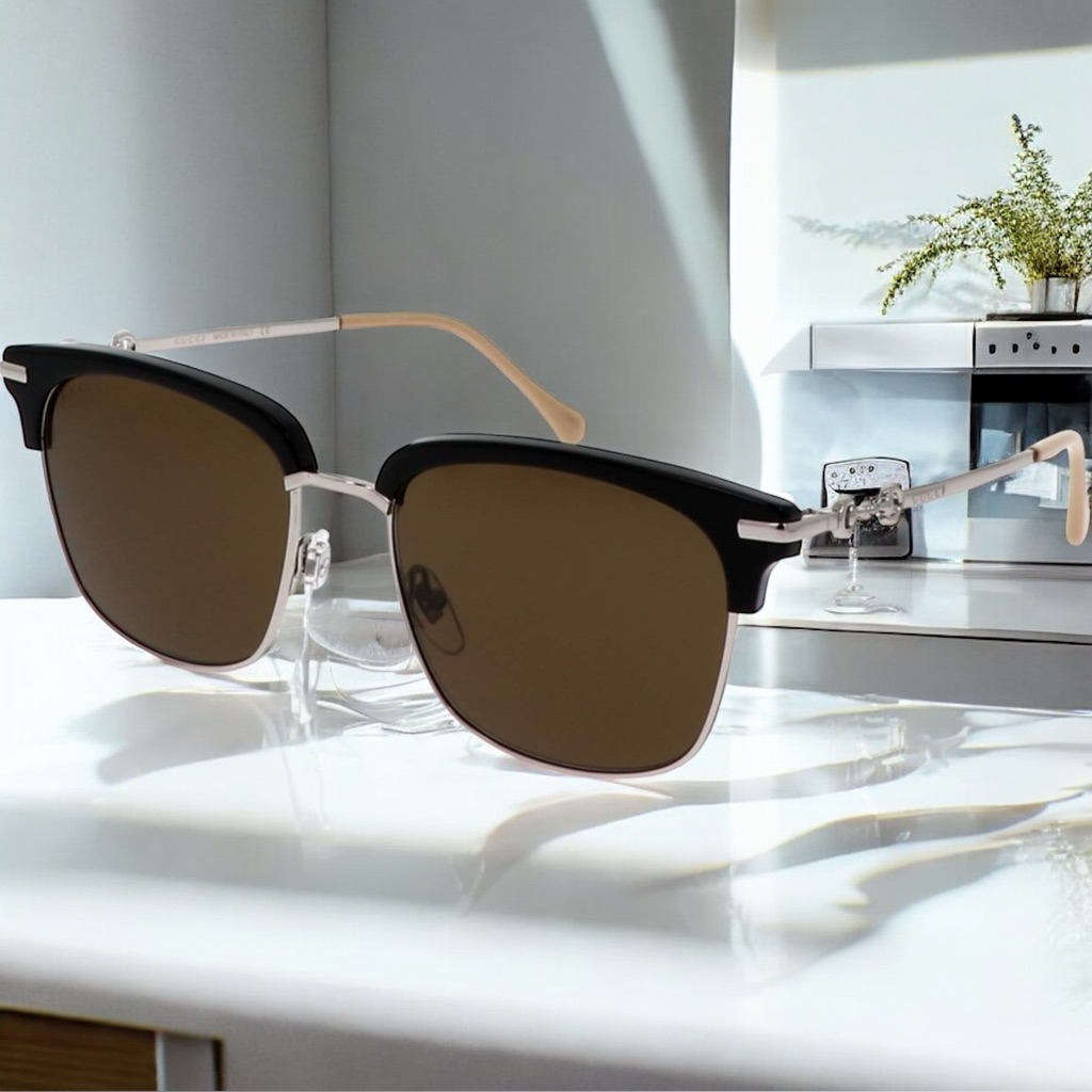 Gucci Accessories | Gucci Gg0918s 002 Clubmaster Sunglasses | Color: Black/Brown | Size: 56-18-145