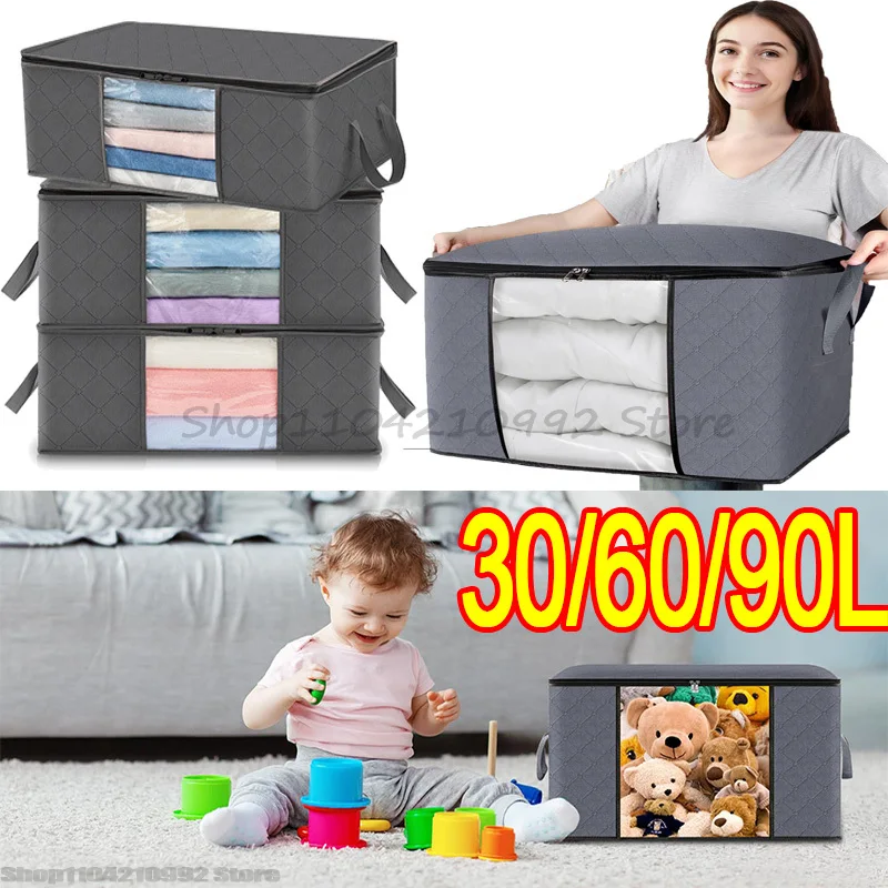 Aufbewahrungstasche, faltbar, großes Fassungsvermögen, für Kleidung, Decke, Aufbewahrungstaschen, Aufbewahrungsbehälter für die Organisation von Schlafzimmer, Schrank, Kleidung