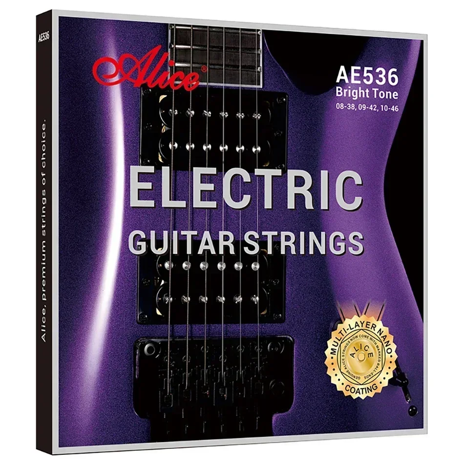 Alice AE536 E-Gitarrensaiten, sechseckiger High-Carbon-Stahlkern, Multipolymer-Performance-Saiten mit Rostschutzbeschichtung Image