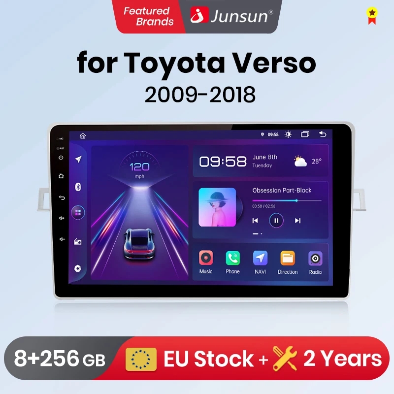 Junsun carplay android auto autoradio für toyota verso r20 2009 2011-2018 gps smart multimedia autoradio Image