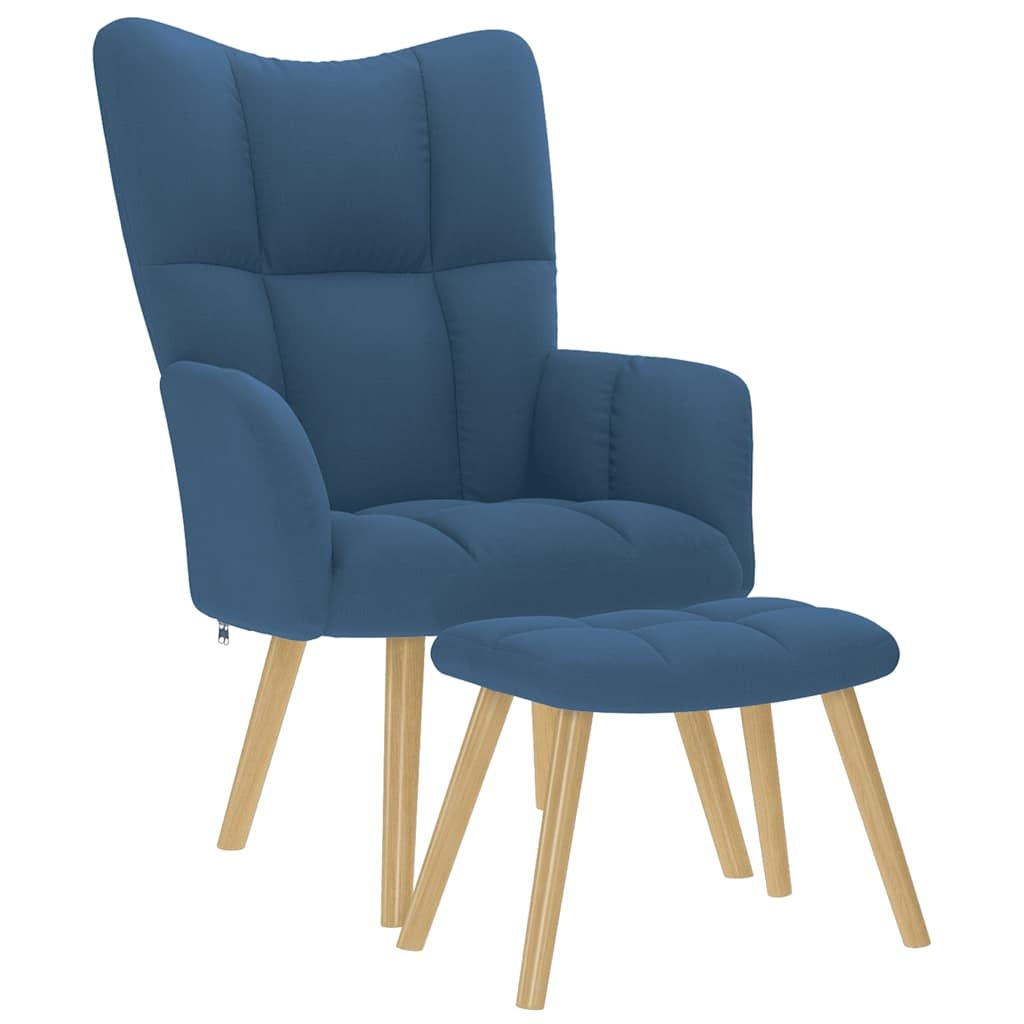 vidaXL Relaxsessel mit Hocker Blau Stoff Image