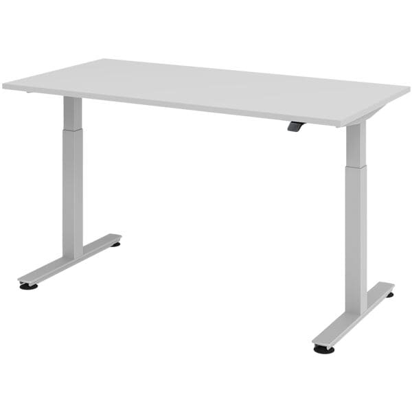 HAMMERBACHER Schreibtisch höhenverstellbar (elektrisch) »Alicante« 160 cm Gestell silberfarbe Lichtgrau/ Silber, 160x120x80 cm Image