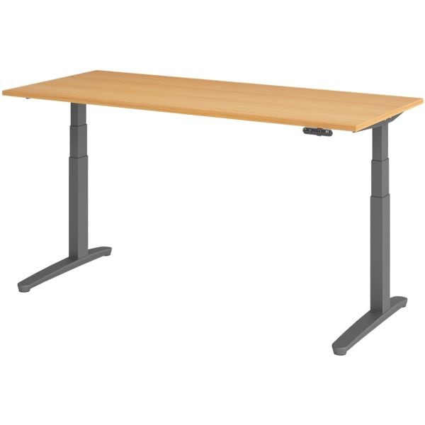 HAMMERBACHER Schreibtisch höhenverstellbar (elektrisch) »Alicante« 180 cm Gestell graphitfarb Buche/ Graphit, 180x129x80 cm