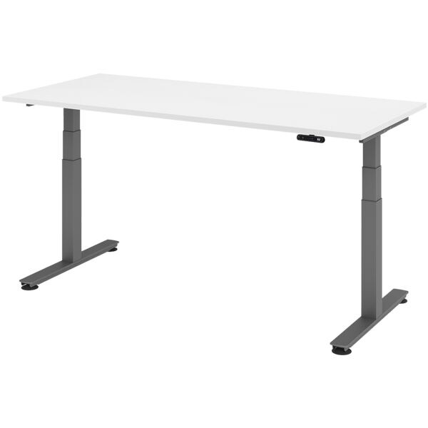 HAMMERBACHER Schreibtisch höhenverstellbar (elektrisch) »Alicante« 180 cm Gestell graphitfarb Weiß/Graphit, 180x127x80 cm