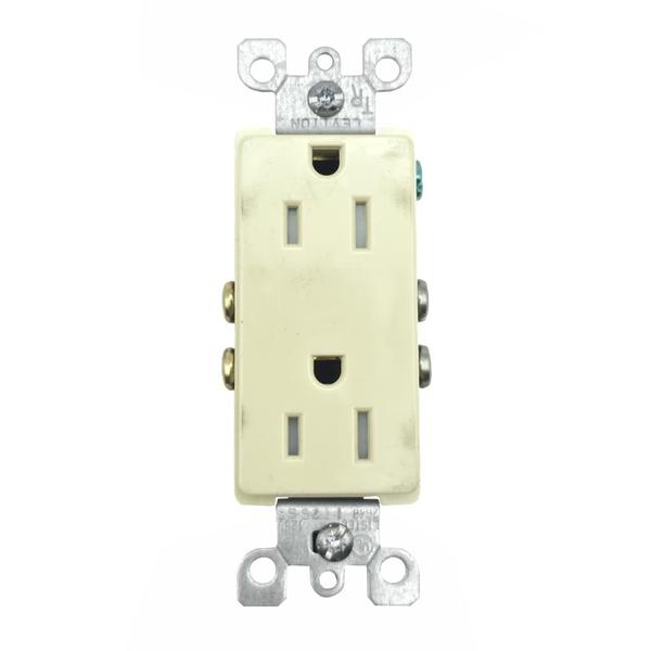 Leviton 05325 - T5325-I 15A-125V TAMPER RESISTANT RECEPTACLES Ivory 15A 125 volt Grounding Decora Tamper-Resistant Straight Blade Receptacle Outlet