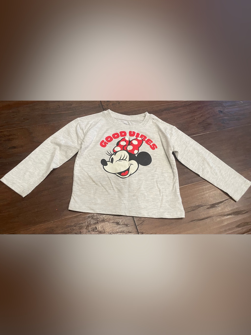 Disney Shirts & Tops | Disney Jr. 3t Kids Minnie Mouse 'Good Vibes' Graphic Tee - Light Gray & Red | Color: Gray/Red | Size: 3t