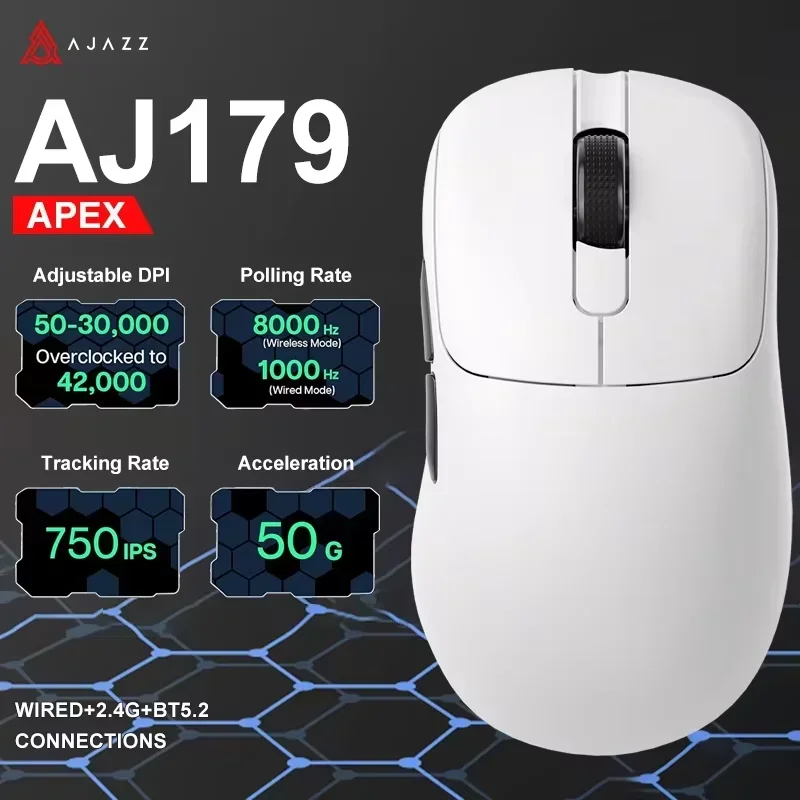 Ajazz AJ179 Apex PAW3950 Kabellose Gaming-Maus mit RGB-Ladestation, Computer-Makromaus für Gamer, Leichte Ergonomische PC-Maus Image