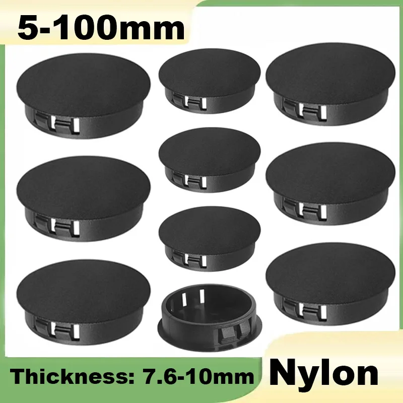 Kunststoff-Lochstopfen 5mm-100mm Schwarze Nylon Runde Aufsteckbare Verriegelungs-Lochabdeckungen Kreisförmige Verriegelungs-Verschlusskappen Image