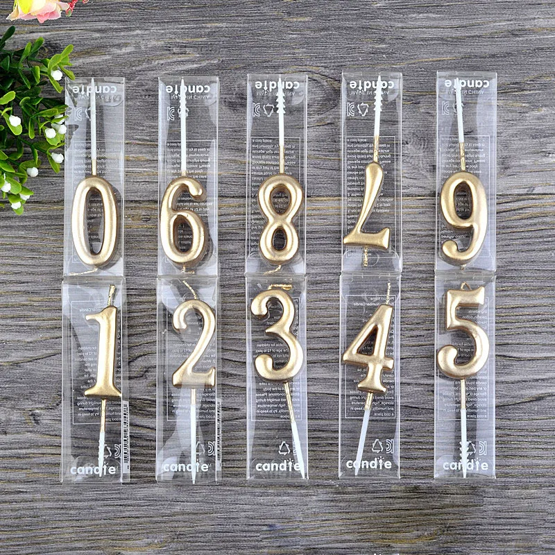 1 Stücke Gold Alles Gute Zum Geburtstag Anzahl Kuchen Kerzen 0 1 2 3 4 5 6 7 8 9 Kuchen Topper Kinder Mädchen Jungen Bar Baby Party Supplies Dekoration Image
