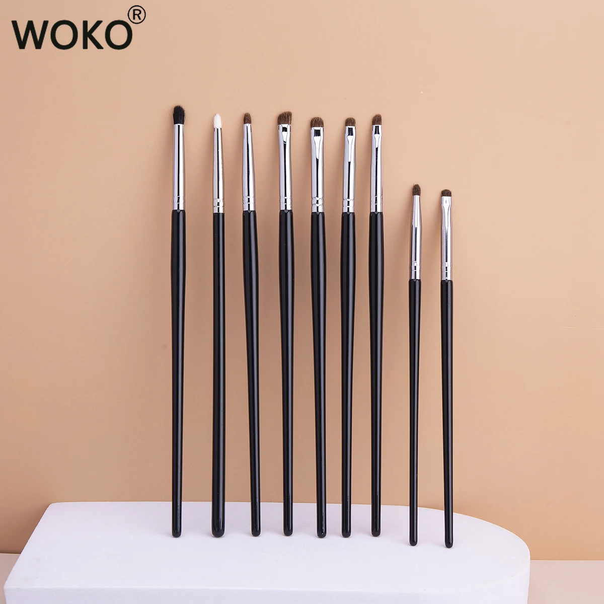 9-teiliges Make-up-Pinsel-Set für Eyeliner-Wischpinsel, Präzisions-Make-up-Pinsel-Set, Pferdehaar, Lidschatten, Wischpinsel, kleine Smoky Liner-Make-up-Pinsel Image
