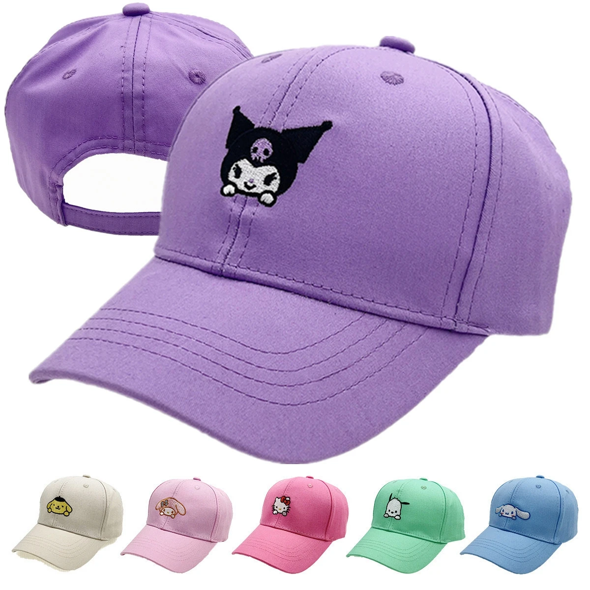Neue Kinder Sanrio Hello Kitty Kuromi Cap Baumwolle Cartoon Cinnamoroll Baseball Cap für Kinder Image