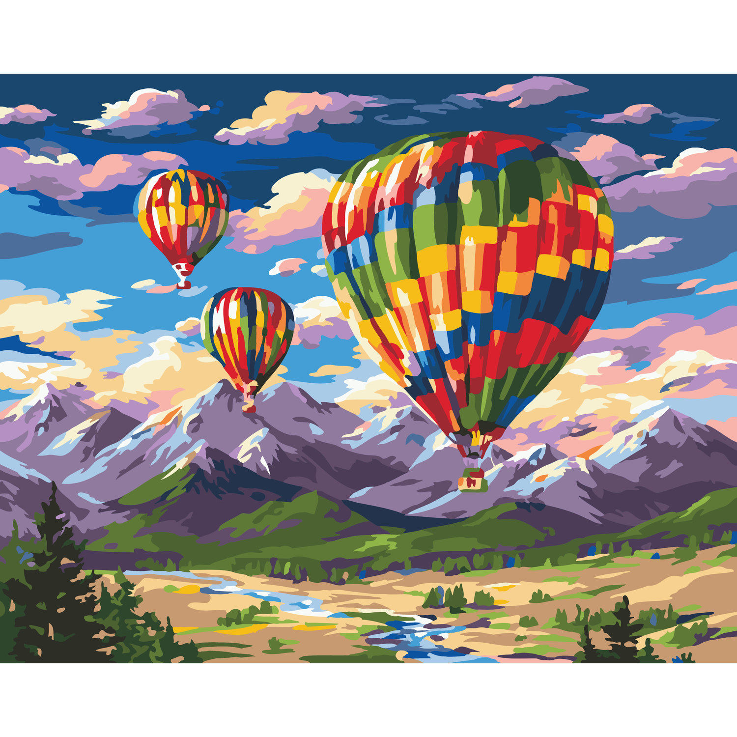 Kit peinture par numéros "montgolfières", 50 x 40 cm