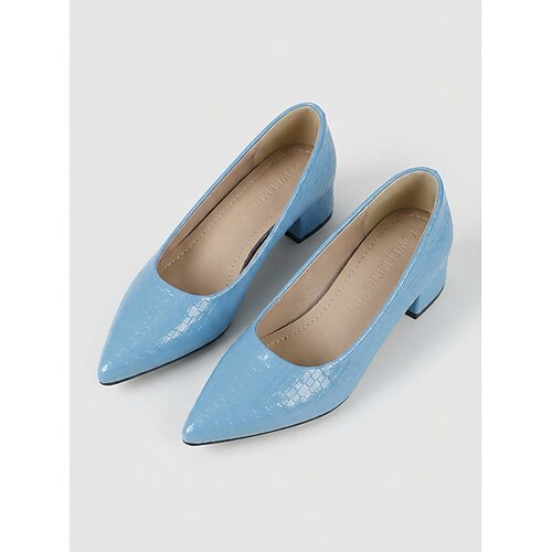 Bequeme rote Krokodil-Pumps für Damen – Retro-Schuhe mit spitzer Zehenpartie, mittelhohem Blockabsatz, Lederschuhe fürs Büro Business Casual Image