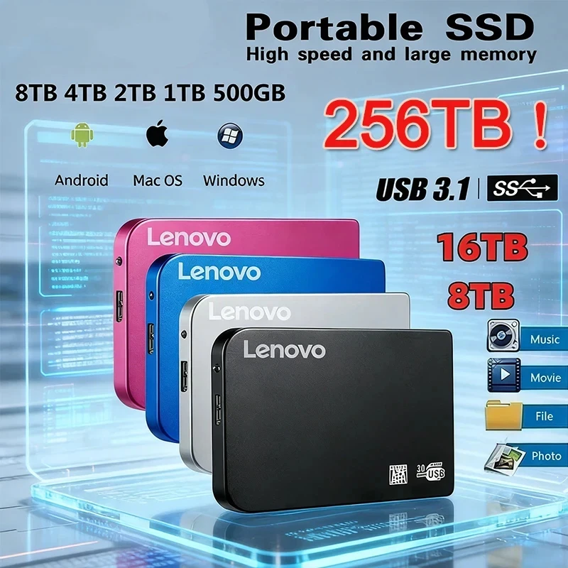 256TB Hochgeschwindigkeits-USB 3.0 SSD-Gehäuse Mobiles Festplattengehäuse Externer Speicher HDD-Box mit USB3.0-Kabel für SSD ABS Image