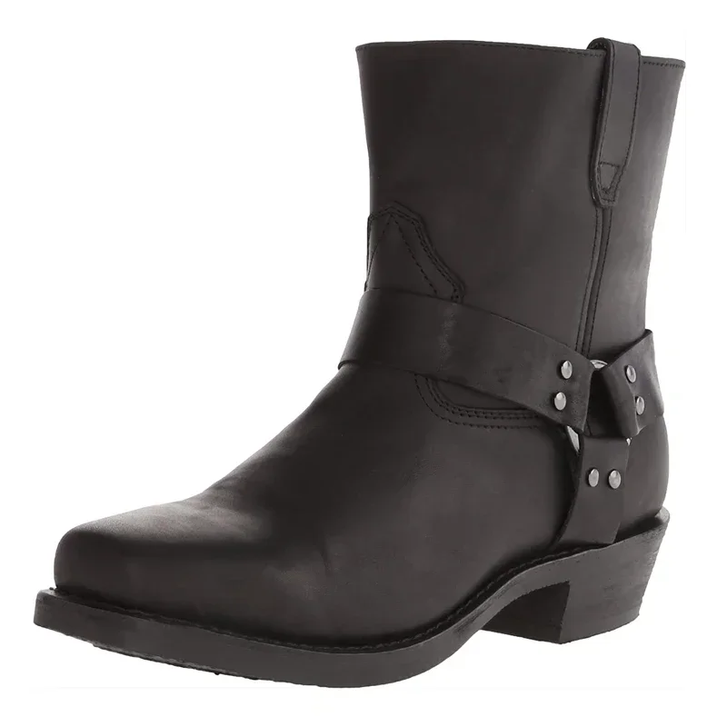 Vintage Herren Western Reißverschluss Nieten Cowboystiefel Herren Kurze Stiefel Comfort Knight Man Outdoor Reitstiefel Große Größe 48