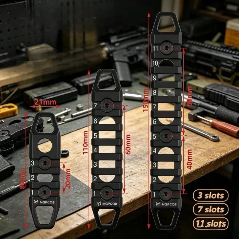 3/7/11 Groove Alloy Lettering Guide Rail Fishbone Guide Rail Bar 20mm Halterung, geeignet für Dual-System, kompatibel mit Mlok/Keymod Image