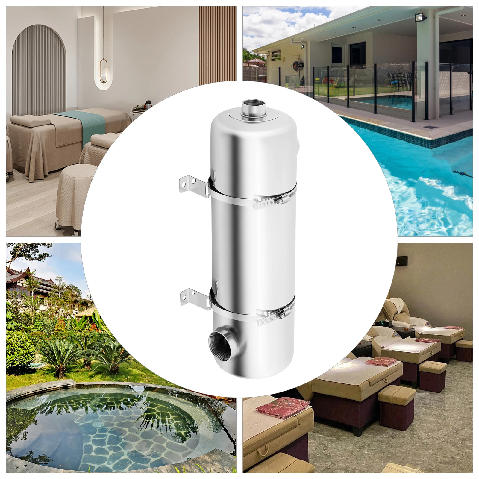 Échangeur de chaleur pour piscine, échangeur de chaleur en acier inoxydable pour piscine 60KW, chauffe-eau pour piscine 30L/min pour piscines, spas
