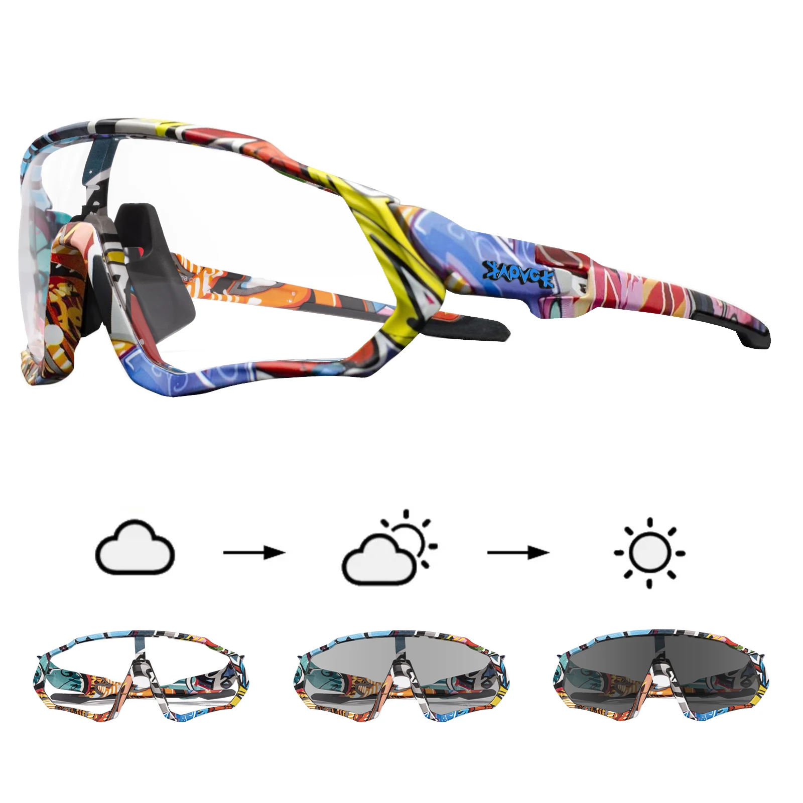 Kapvoe Photochrome Radfahren Brille Fahrrad Brille Outdoor Sport Herren Beliebte Sonnenbrille Baseball Frauen UV400 Fahrrad Brillen Neue Image