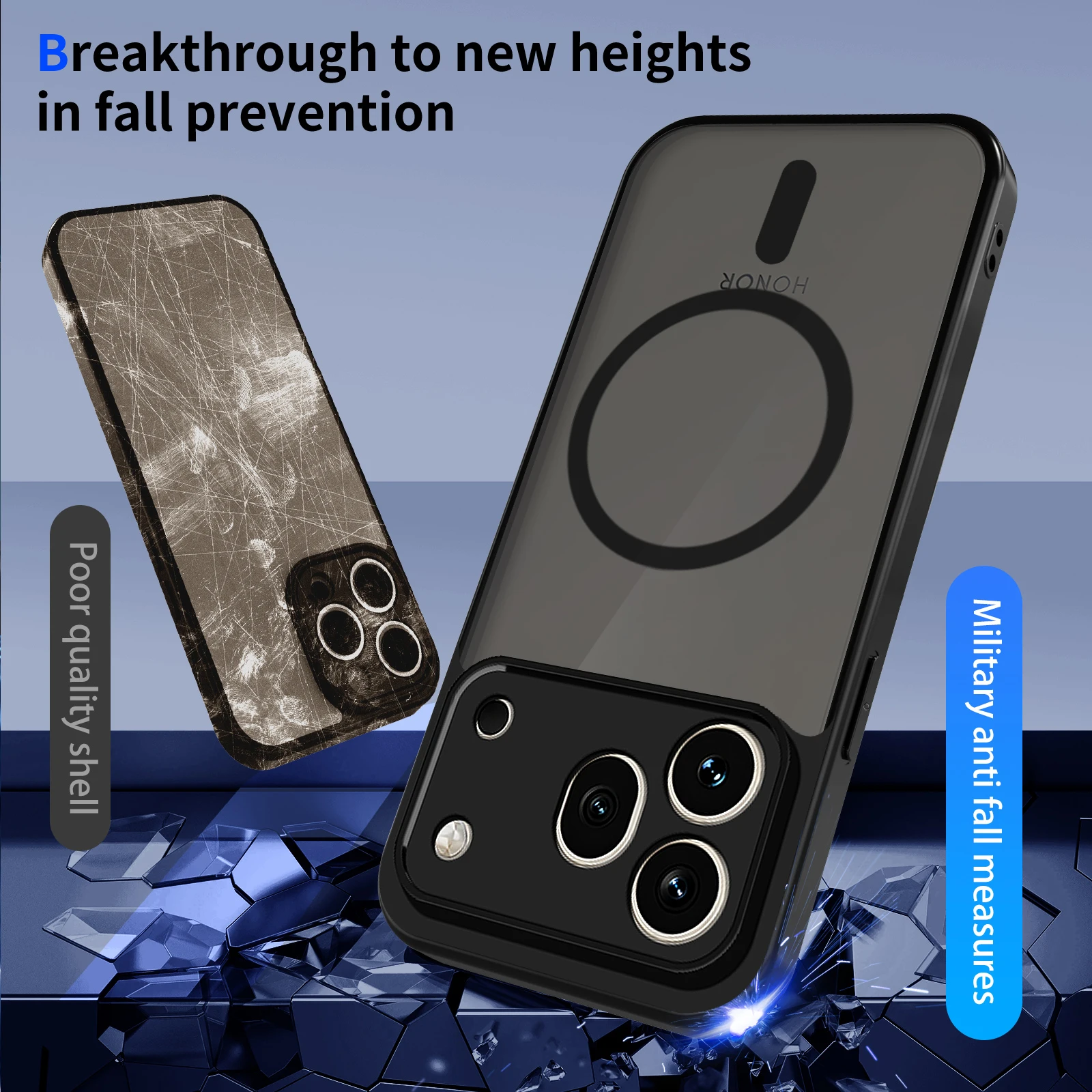 Honor 600 Pro VKP NX9 Hülle für Magsafe Stoßfeste Silikon-Stoßfänger Transparente Airbag-Rückabdeckung Harte Matte Hülle für Honor 600 Pro 2026 Image