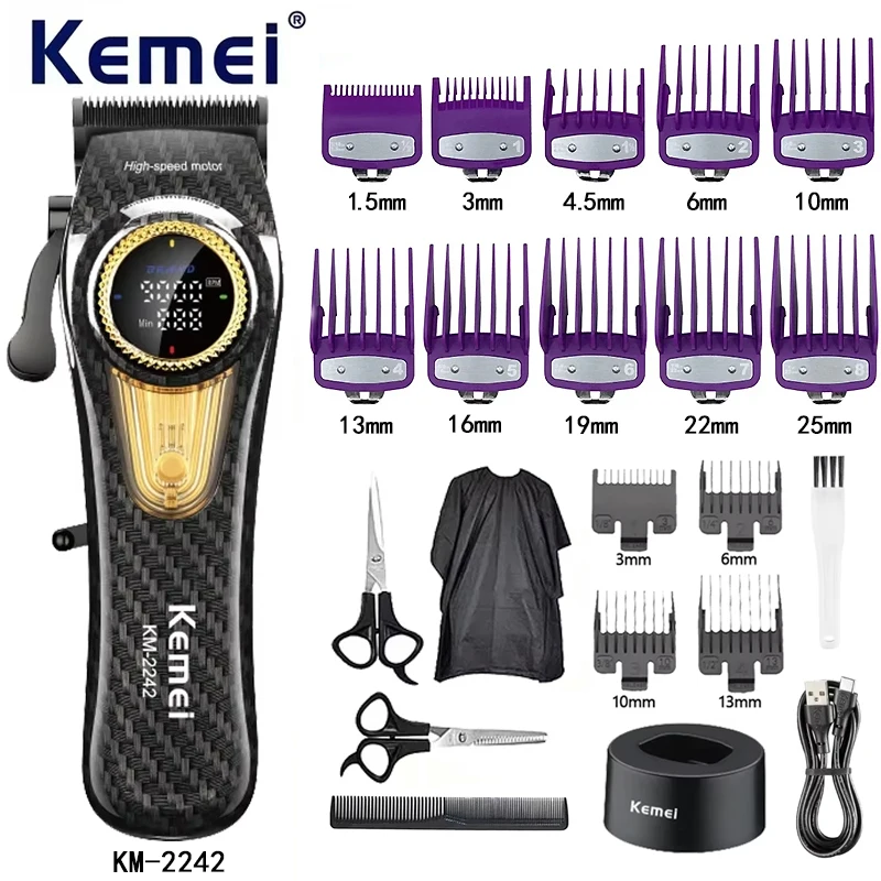Professioneller Kabelloser Haarschneider Elektrischer Haartrimmer Wiederaufladbarer Fade-Haarschneider Schneidemaschine für Männer KM-2242 Image