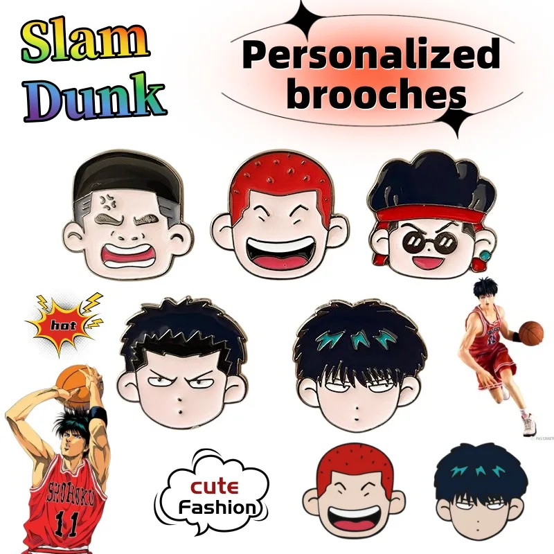 Slam Dunk Brosche, niedlich, modisch, personalisiert, kreativ, einfach, Sakuragi Hanamichi und Rukawa Kaede, Abzeichen, Brosche, Geschenk für Freunde Image
