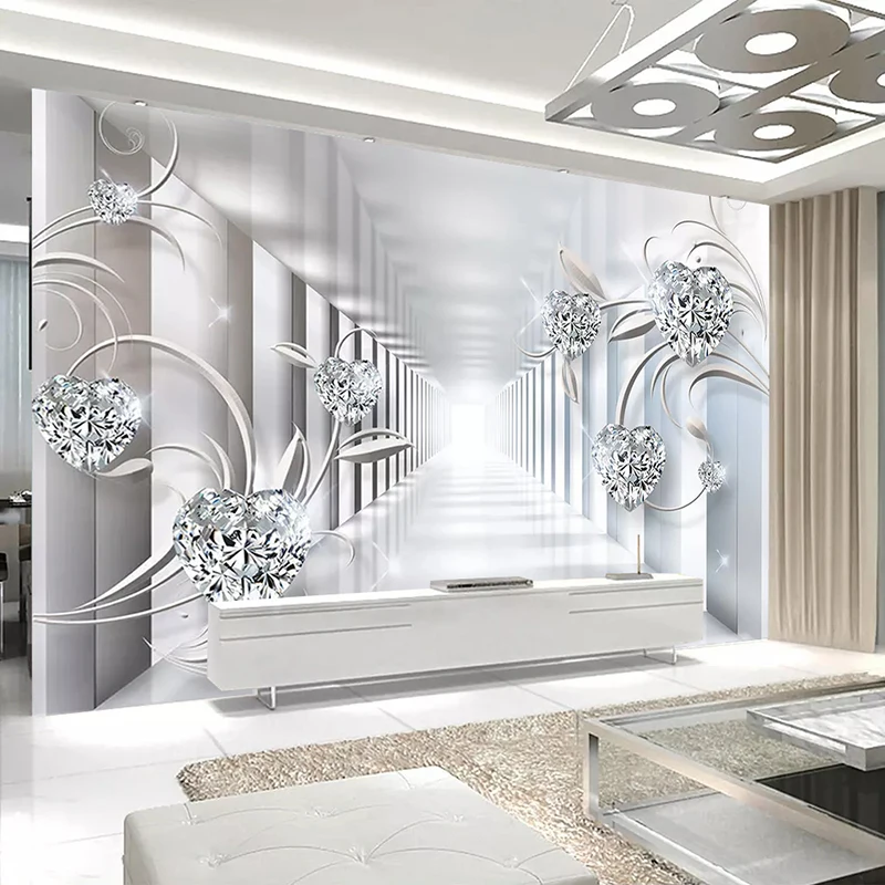Nach Wandbild Foto Tapete vlies 3D Abstrakte Raum Blume Muster Diamant Schmuck Wohnzimmer TV Hintergrund Home decor