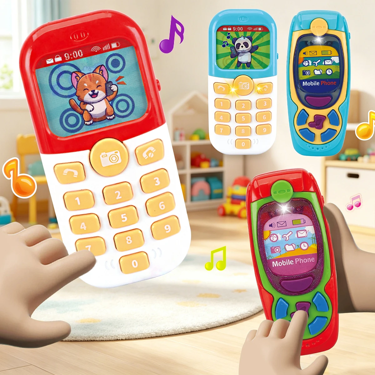 Music Mobile Phone Toy for Kids, Puzzle Early Education Electric Telephone with Lights and Music Gifts for Boys and Girls