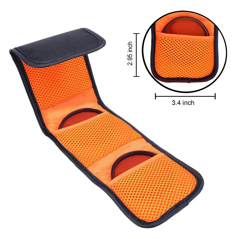 3 Taschen Kameraobjektiv-Filterbeutel 82 mm ND UV CPL-Halter Brieftasche Hülle Box Case Schutztasche Langlebige Tasche für Objektivfilter Image