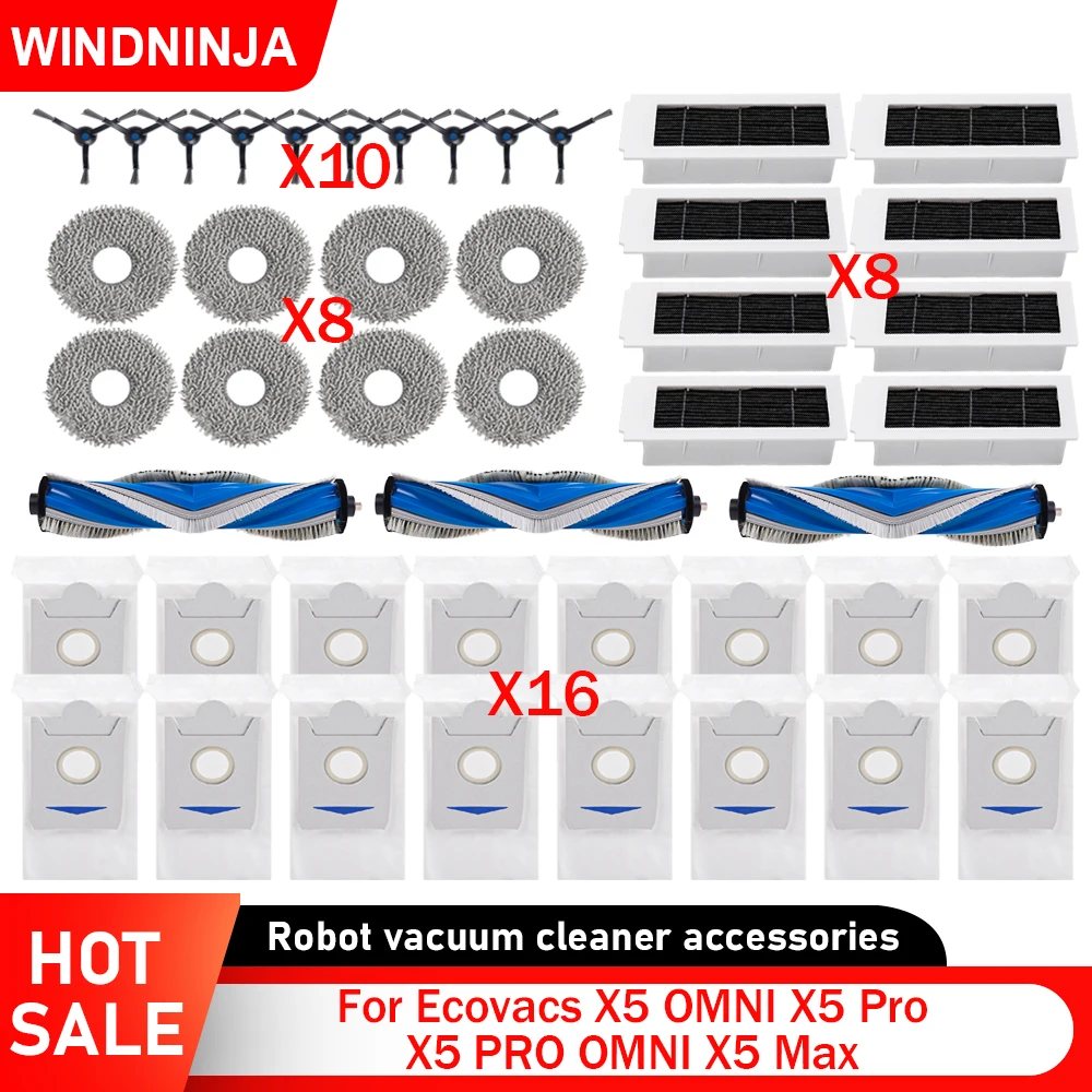Ersatzteile für Ecovacs X5 Max X5 Pro X5 PRO OMNI X5 OMNI: Filter, Hauptbürste, Seitenbürste, Mopp, Staubbeutel, Roboterstaubsauger-Zubehör Image