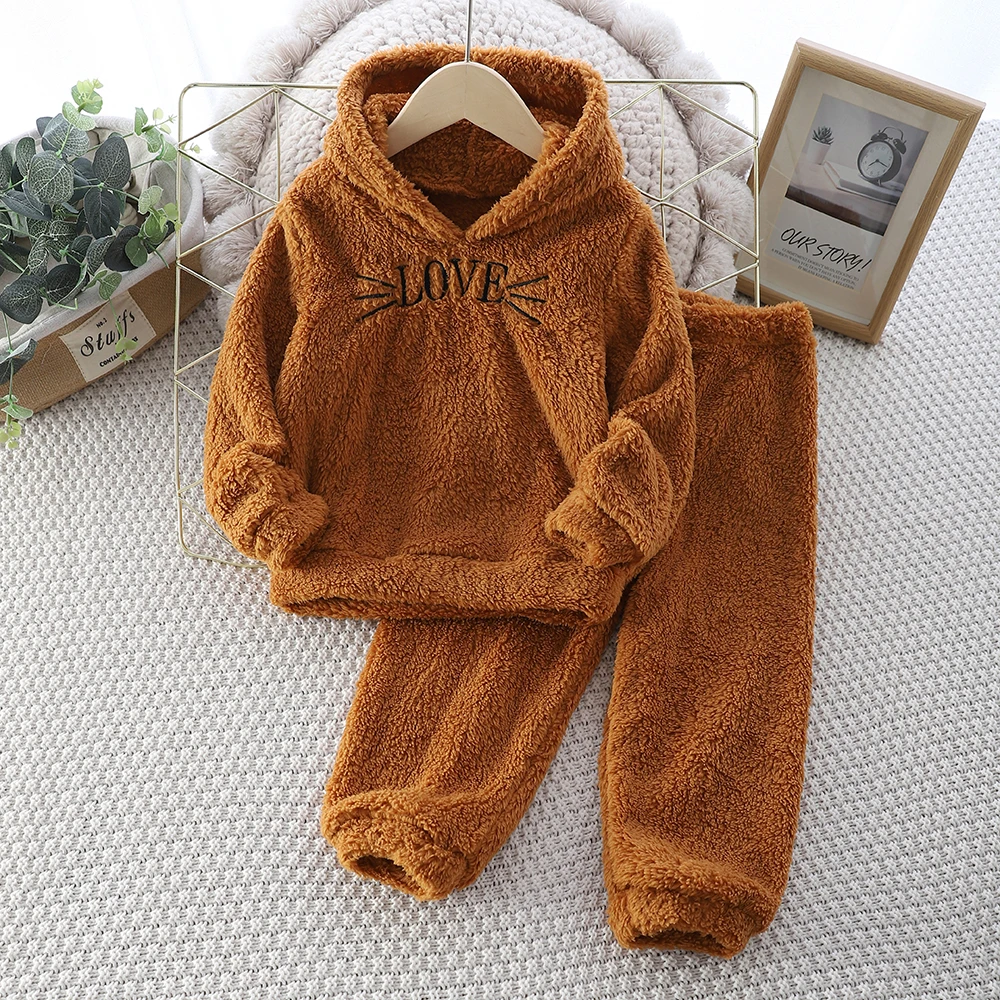 Kinder Kleidung Herbst Mode Katze-bestickt Top + Hosen 2-stück Warme Hause Tragen Sets Mädchen Kleidung Sets Image
