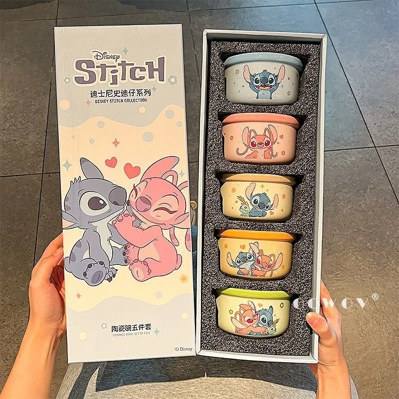 Stitch Ceramic Bowls Household High-temperature Rice Bowls Lovely Underglaze Tableware Gifts