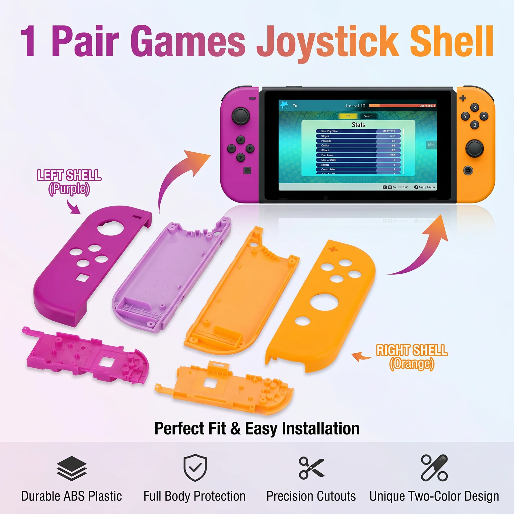 1 Pair without screws Games Joystick Shell for Nintendo Switch Case Joy Con Controller Housing Cover for Nintendo Switch NS Cove