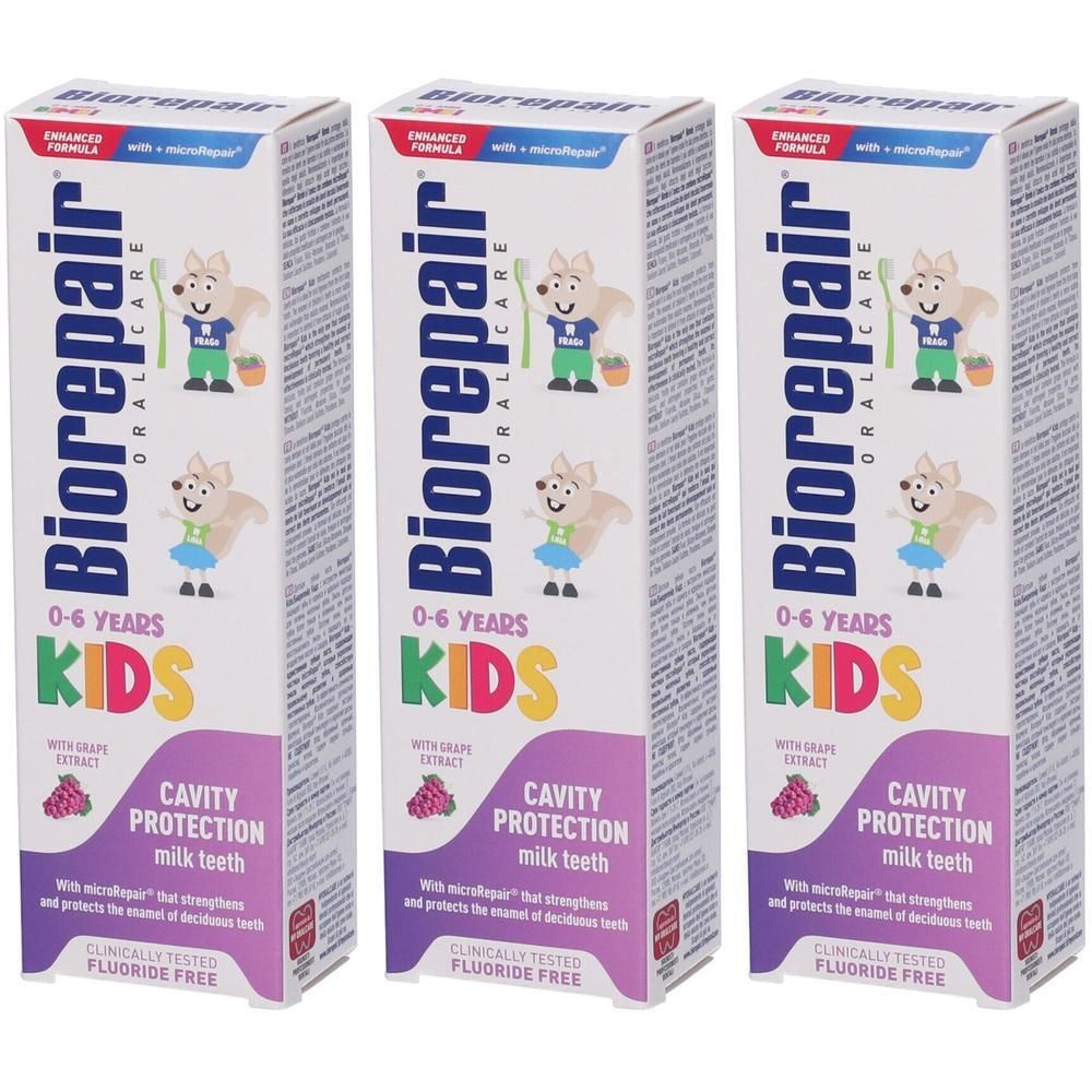Biorepair Dentifricio Kids Uva 0/6 Anni 3x50 ml