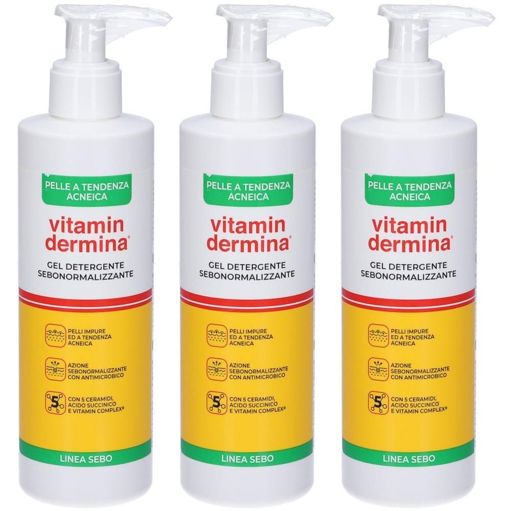 Vitamin Dermina Gel Detergente Sebonormalizzante 3x240 ml