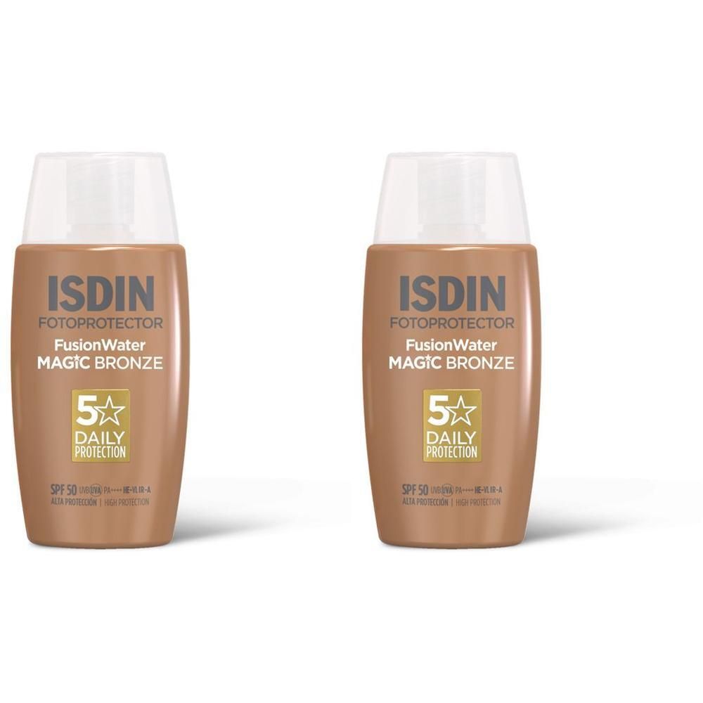 ISDIN Fusion Water Magic Bronze Crema Solare Viso Colorata SPF50 2x50