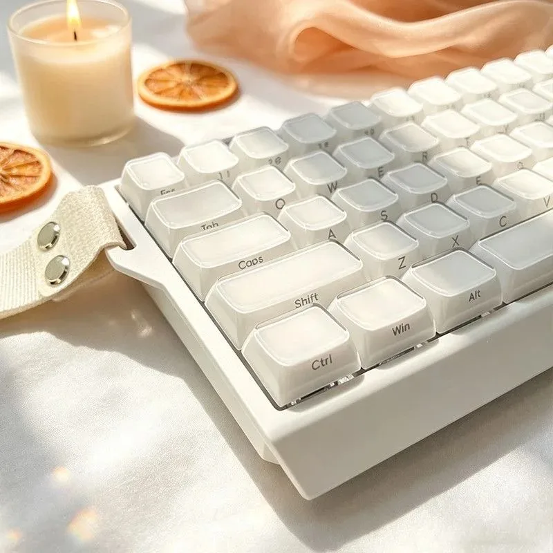 Koreanisch-Englische Kristall-Jelly-Tastenkappen mit Seitlicher und Vorderer Beschriftung für Mechanische Tastaturen 60 75 80 90 100 Layout Tastenkappen in Rosa Weiß Blau Image
