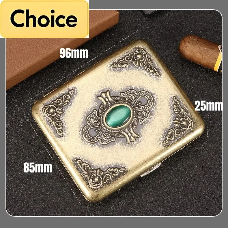 Vintage Relief Jade Kapazität 20 Stück Zigarettenaufbewahrungstasche Tasche Metall Zigarettenhalter Vintage Relief Feder Herrengeschenke Boxen
