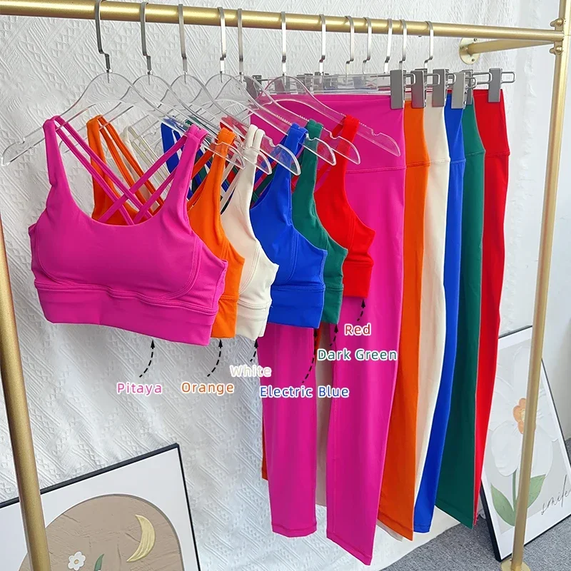 2024 neue 2-teiliges Yoga-Set Atmungsaktiv Fitness Anzug Kreuz Zurück Yoga Tops Pfirsich Butt Yoga Hosen Pilates Laufen Fitness Anzug Image