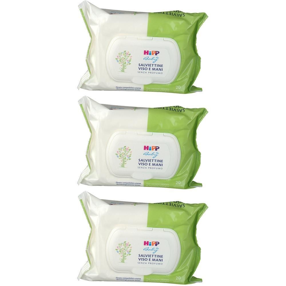 HiPP Baby Salviettine Viso e Mani 3x20 pz Salviette