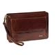 Real Leather Wrist Clutch Bag For Mens Wristlet Money Organiser Pouch MONTREAL Brown